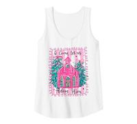 Femme O Come Let Us Adore Him Pink Church Christmas Christian Girl Débardeur