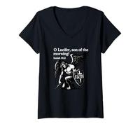 Femme O Lucifer, fils du matin - Ésaïe 14:12 Warrior Angel T-Shirt avec Col en V