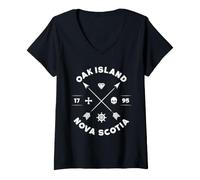 Femme Oak Island Coffre au trésor Flottant T-Shirt avec Col en V