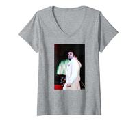 Femme Oasis Liam Gallagher Live Glasto 2004 par Andy Willsher T-Shirt avec Col en V