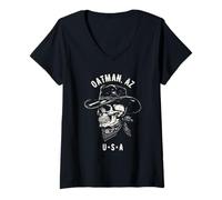 Femme Oatman Arizona USA Crâne de Cowboy Vieilli T-Shirt avec Col en V