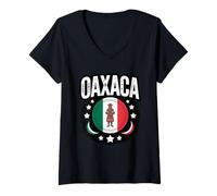 Femme Oaxaca Drapeau Mexicain Patrimoine Indigène Art Tribal Femme Homme T-Shirt avec Col en V