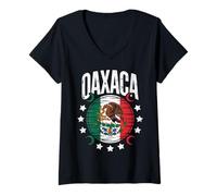 Femme Oaxaca Drapeau Mexicain Patrimoine Indigène Art Tribal Femme Homme T-Shirt avec Col en V