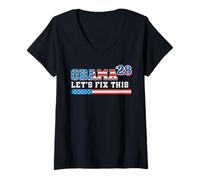 Femme Obama 2028 President Lets Fix This Barack Patriotic July 4th T-Shirt avec Col en V