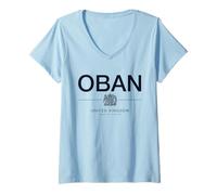 Femme Oban Thometown Royaume-Uni Oban Argyll et Bute T-Shirt avec Col en V