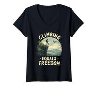 Femme Objectifs du Sommet d'escalade en Montagne T-Shirt avec Col en V