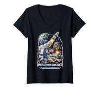 Femme Obsédé par Le Retour sur la Lune 2028 T-Shirt avec Col en V