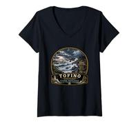 Femme Observation de la tempête de Tofino sur l'île de Vancouver, Canada T-Shirt avec Col en V
