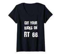 Femme Obtenez Vos Coups de Pied sur RT 66 T-Shirt avec Col en V