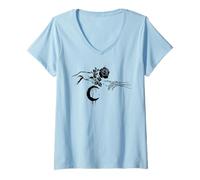 Femme Occult Michelangelo Moon Rose Witchcraft Art Occult Gothique T-Shirt avec Col en V