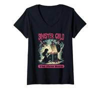 Femme Occulte Démonologie Tarot Sorcellerie T-Shirt avec Col en V