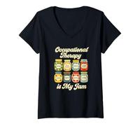 Femme Occupational Therapy is My Jam Cute OT Jars Graphic T-Shirt avec Col en V