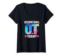 Femme Occupational Therapy OT Color Splash Graphic T-Shirt avec Col en V