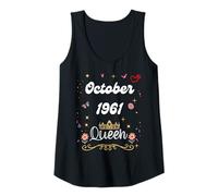 Femme Octobre 1961 Reine Depuis Octobre 1961 Anniversaire Fille Femme Débardeur
