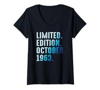 Femme Octobre 1963 Année 1963 Rétro 1963 Vintage Édition Limitée T-Shirt avec Col en V