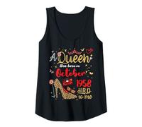 Femme Octobre Anniversaire A Queen Was Born in Octobre 1958 Octobre Débardeur