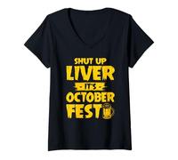 Femme Octobre Beer Drinking Festival Octoberfest Bière Ivre T-Shirt avec Col en V