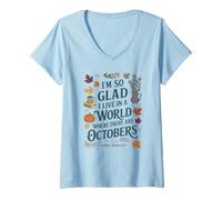 Femme Octobre Citation Littéraire Anne Shirley T-Shirt avec Col en V
