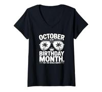 Femme Octobre est Mon Mois d'anniversaire T-Shirt avec Col en V