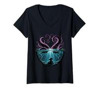 Femme Octopus Kraken Pirate Mariner's Final Vision T-Shirt avec Col en V