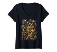 Femme Octopus Skulls Astronaute Deep Sea Space Kraken Halloween T-Shirt avec Col en V