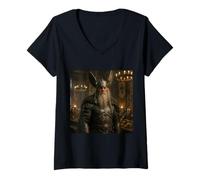 Femme Odin Mythologie Nordique Dieu Valkyrie Valhalla Viking T-Shirt avec Col en V