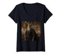 Femme Odin Mythologie Nordique Dieu Valkyrie Valhalla Viking T-Shirt avec Col en V
