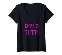 Femme Odio Tutti, dal Primo all'ultimo. Divertente Sarcasmo vZC_P T-Shirt avec Col en V