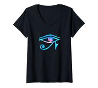Femme Oeil d'Horus, symbole de protection égyptienne T-Shirt avec Col en V
