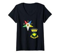 Femme OES La Rose des Sept Sceaux | Ordre partagé | Eastern Star RSS T-Shirt avec Col en V