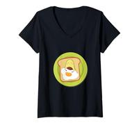 Femme Oeuf de Pain grillé à l'avocat Mignon Sandwich endormi drôle câlin Kawaii T-Shirt avec Col en V