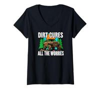 Femme Off Roading Mudding Dirt Cures All The Worries T-Shirt avec Col en V