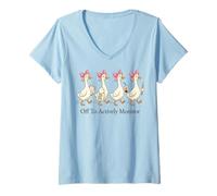 Femme Off to Actively Monitor Teacher Testing Day Goose Parade T-Shirt avec Col en V