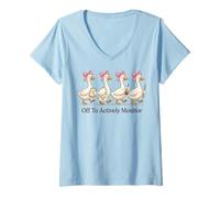Femme Off to Actively Monitor Teacher Testing Day Goose Parade T-Shirt avec Col en V