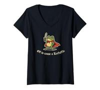 Femme Off to Cause a Kerfuffle Grenouille Chevalier T-Shirt avec Col en V