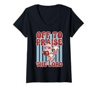 Femme Off to Praise The Lord Squirrel Retro T-Shirt avec Col en V