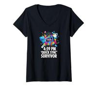 Femme Office Worker 4:59 PM Quick Sync Survivor Meme T-Shirt avec Col en V