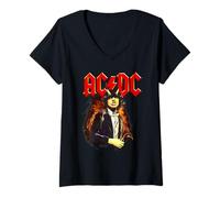 Femme Officiel AC/DC Angus Young Highway To Hell Rock Groupe T-Shirt avec Col en V