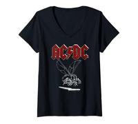 Femme Officiel AC/DC Groupe Rock Fly On The Wall 1985 T-Shirt avec Col en V