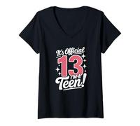 Femme Officiel pour 13e anniversaire, c'est officiel I'm A Teen T-Shirt avec Col en V