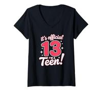 Femme Officiel pour 13e anniversaire, c'est officiel I'm A Teen T-Shirt avec Col en V