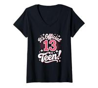 Femme Officiel pour 13e anniversaire, c'est officiel I'm A Teen T-Shirt avec Col en V