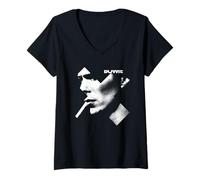 Femme Officielle David Bowie Music Rock Cross Smoke T-Shirt avec Col en V