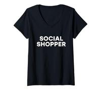 Femme Offre d'applications sociales de Streaming en Direct de la Plateforme Social Shopper T-Shirt avec Col en V