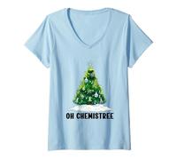 Femme Oh Chemistree Éléments du Tableau périodique Chimie Noël T-Shirt avec Col en V