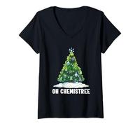 Femme Oh Chemistree Éléments du Tableau périodique Chimie Noël T-Shirt avec Col en V