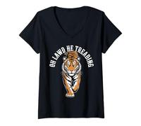 Femme Oh Lawd He Treading Gros Chat Marchant Mignon Meme ||- T-Shirt avec Col en V