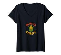 Femme Oh me so Corny Art Œuvre d'art drôle de maïs T-Shirt avec Col en V