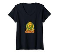 Femme Oh me so Corny Art Œuvre d'art drôle de maïs T-Shirt avec Col en V