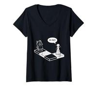 Femme Oh No Knight to Pawn Jeu d'échecs Amusant pour Amateur de Jeux de société T-Shirt avec Col en V